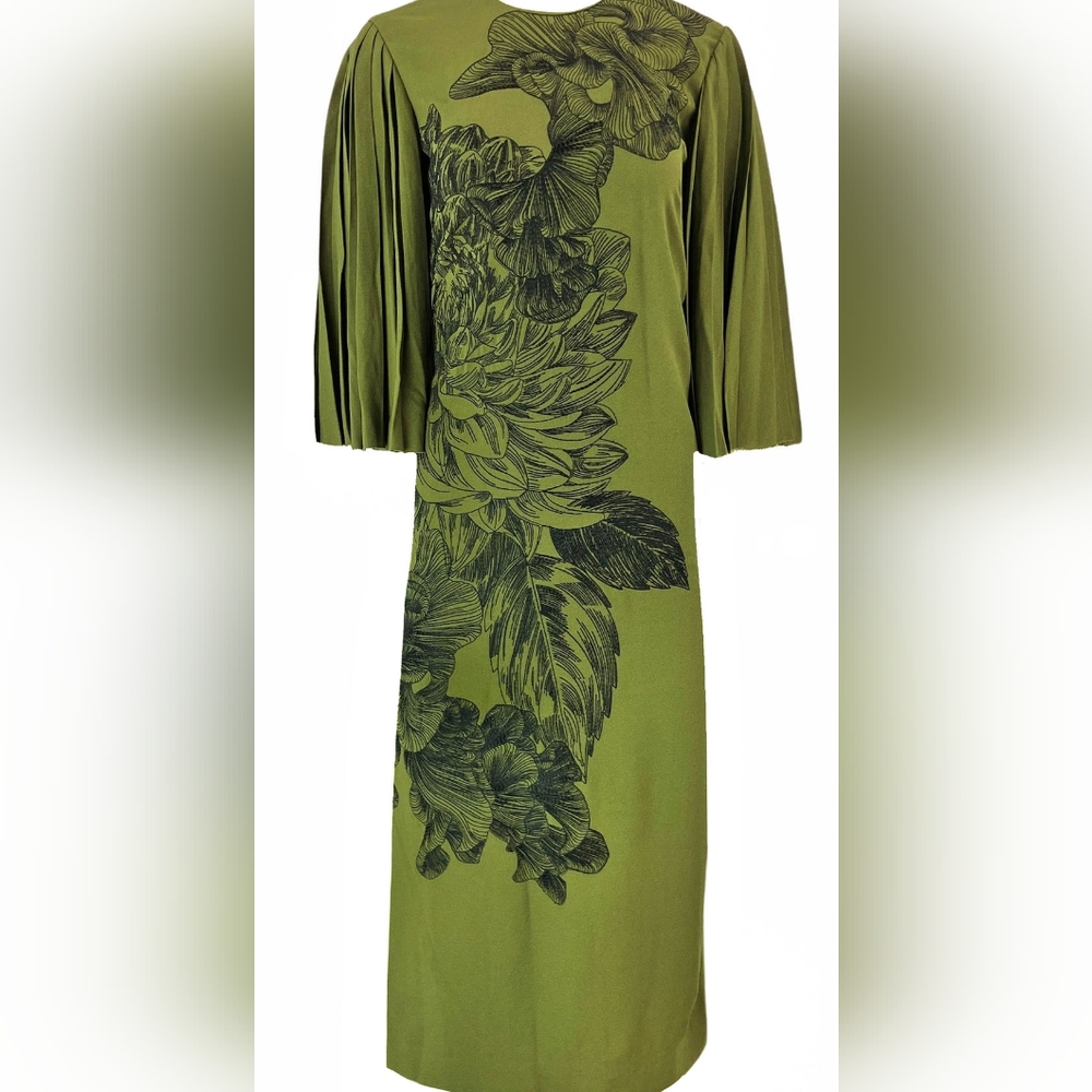 NWT Jason Wu Collection Olive Green Cocktail Dress with Black Embrodery - Picture 2 of 3